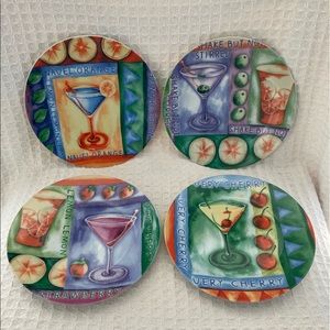 Brooks/Eckerd Colorful Set Of 4 Martini Theme Dessert Plates